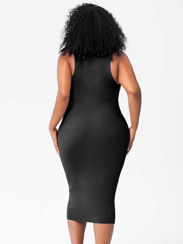 fat mm round neck vest bottoming tight hip knit dress kakaclo