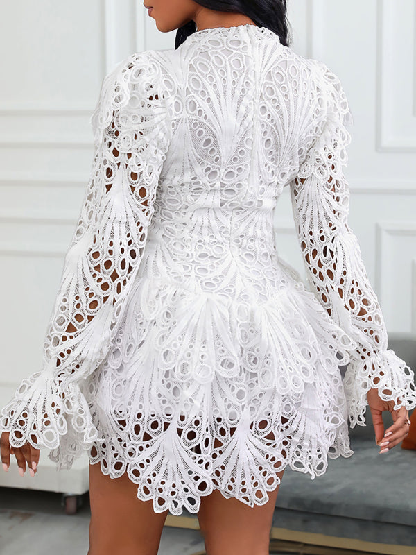 Blue Zone Planet |  elegant white lace hollow dress BLUE ZONE PLANET