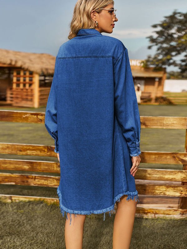 raw edge denim dress Women's Mini Dress | Dani Raw Edge Denim Dress | Cotton