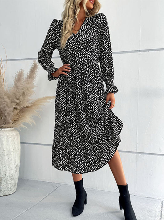 Blue Zone Planet | Long Sleeve Printed Dress BLUE ZONE PLANET