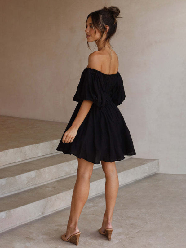 Blue Zone Planet |  Mia's One-Shoulder Elastic Band Mini Dress BLUE ZONE PLANET