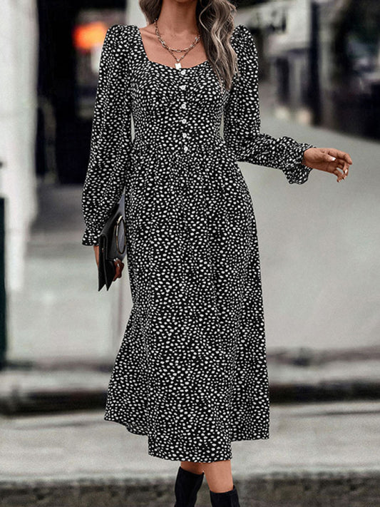 Blue Zone Planet | Square Neck Printed Dress BLUE ZONE PLANET