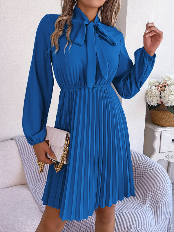 Blue Zone Planet |  Autumn and winter tie waist long sleeve pleated skirt BLUE ZONE PLANET