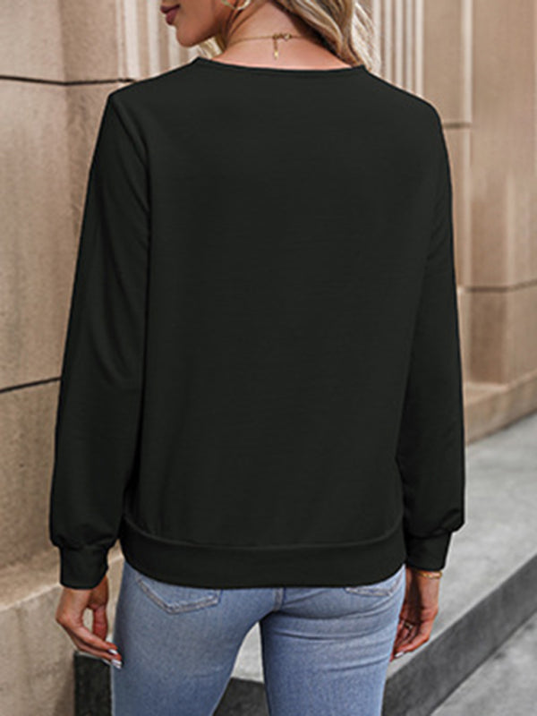 Blue Zone Planet |  Long Sleeve V Neck White Sweatshirt BLUE ZONE PLANET