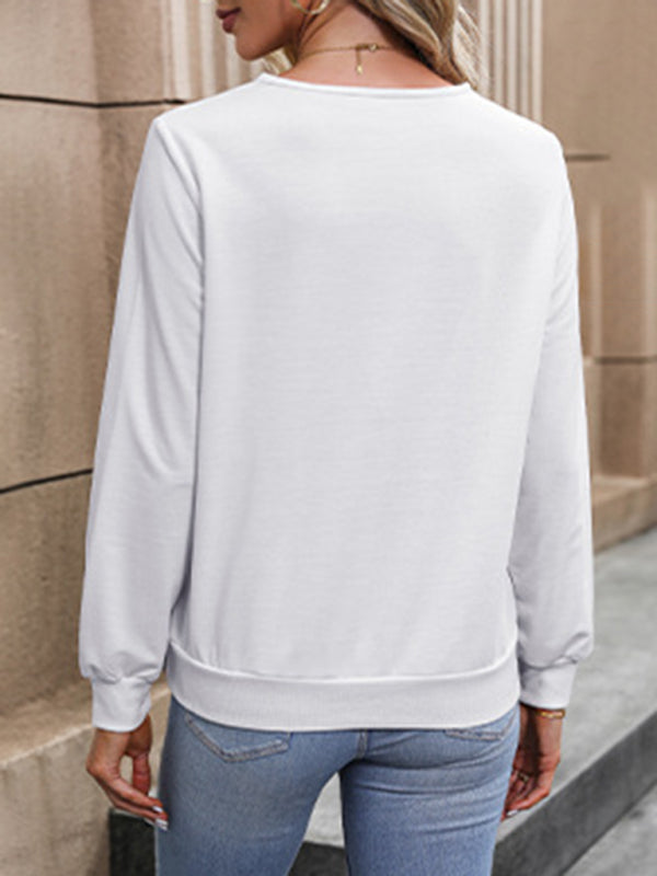 Blue Zone Planet |  Long Sleeve V Neck White Sweatshirt BLUE ZONE PLANET