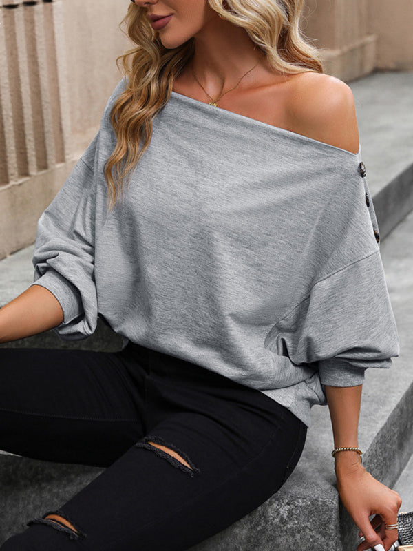 bateau neck off-shoulder knitted top BLUE ZONE PLANET