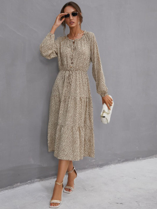 leopard print long sleeve dress kakaclo
