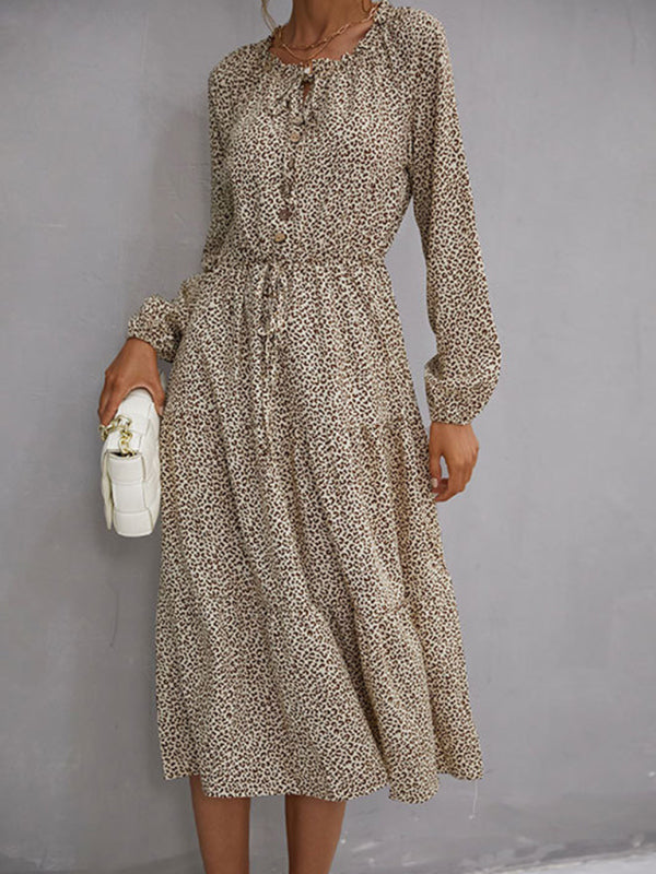 leopard print long sleeve dress kakaclo