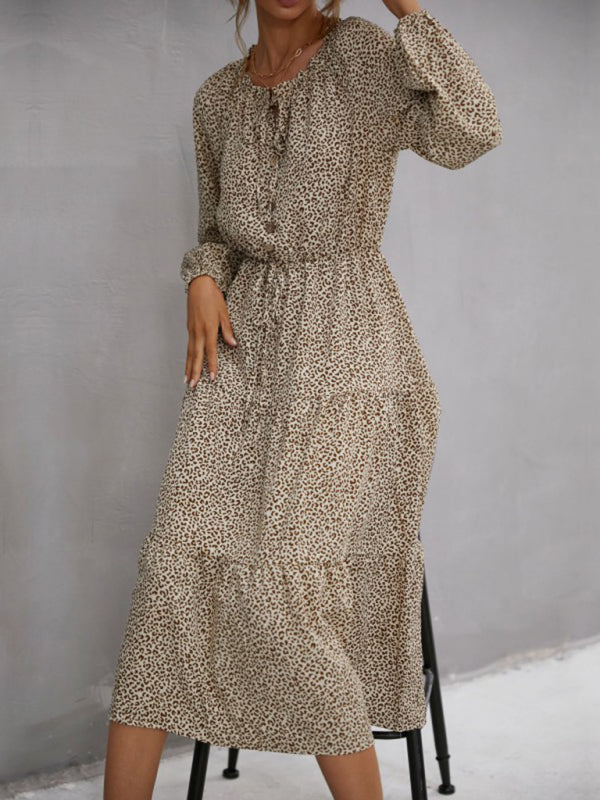 leopard print long sleeve dress kakaclo