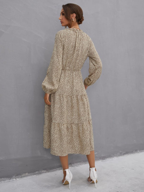 leopard print long sleeve dress kakaclo