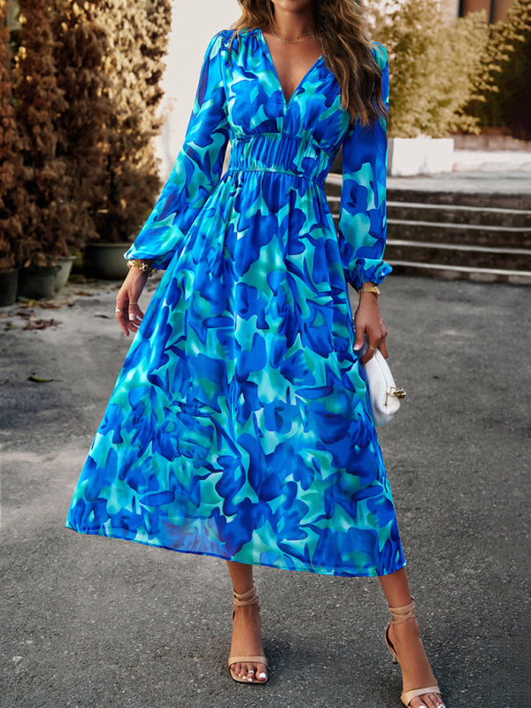 Blue Zone Planet |  Bohemian resort floral print casual midi dress BLUE ZONE PLANET