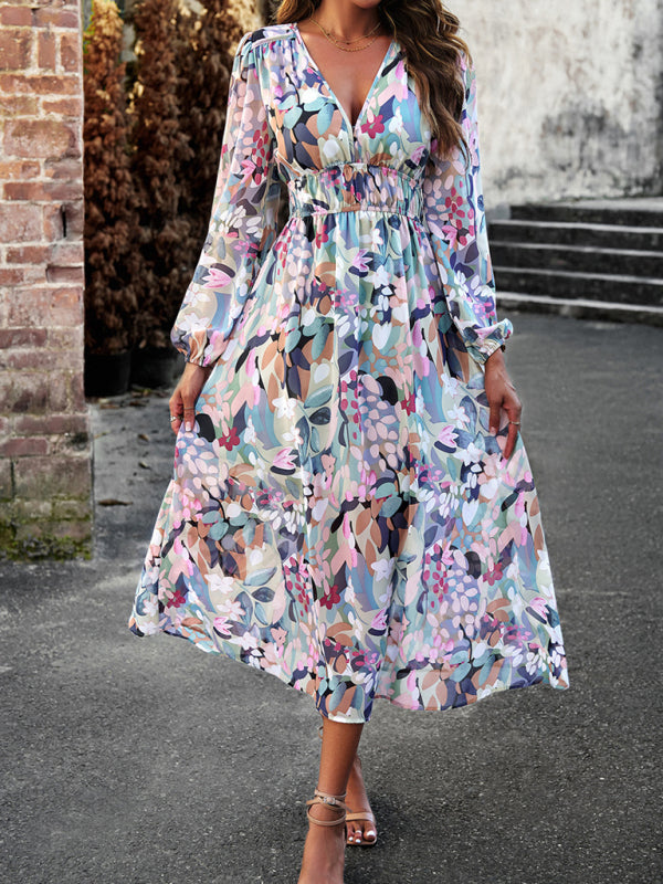 Blue Zone Planet |  Bohemian resort floral print casual midi dress BLUE ZONE PLANET