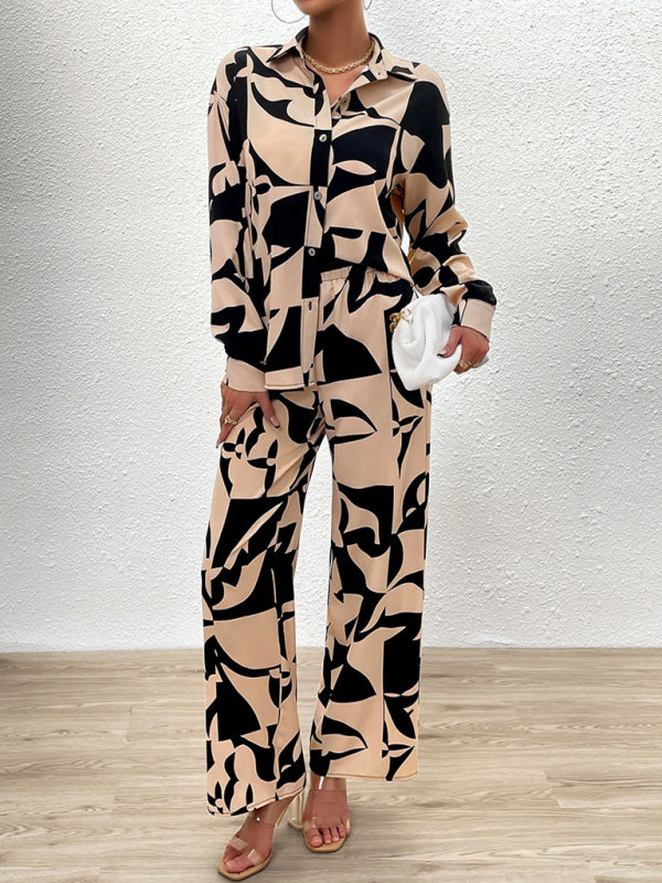 Blue Zone Planet |  printed long-sleeved tops and trousers two pieces set BLUE ZONE PLANET