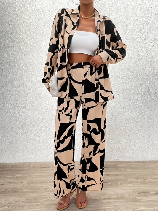 Blue Zone Planet |  printed long-sleeved tops and trousers two pieces set BLUE ZONE PLANET