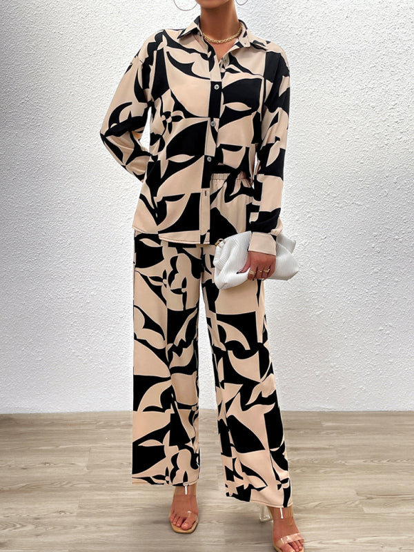 Blue Zone Planet |  printed long-sleeved tops and trousers two pieces set BLUE ZONE PLANET
