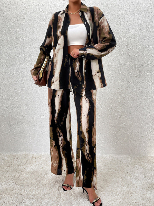 Blue Zone Planet |  printed long-sleeved tops and trousers two pieces set BLUE ZONE PLANET