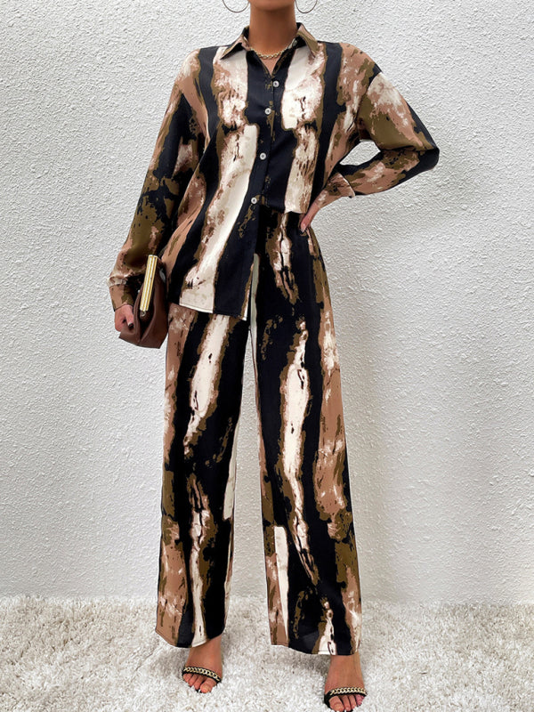 Blue Zone Planet |  printed long-sleeved tops and trousers two pieces set BLUE ZONE PLANET
