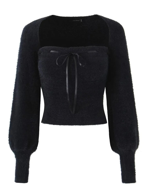 Women's new lace-up short tube top + short long-sleeved blouse jacket two-piece set kakaclo