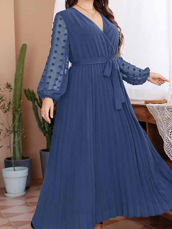 New large size elastic waist jacquard patchwork dress kakaclo