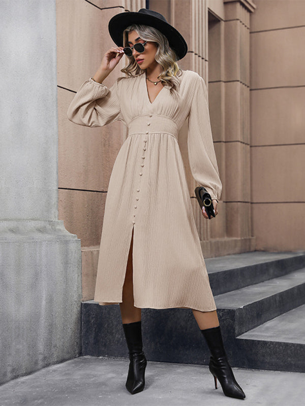 Blue Zone Planet |  Bella's Elegant Long Sleeve Slit Dress BLUE ZONE PLANET