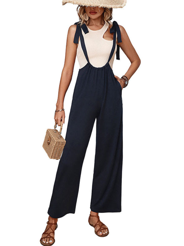 high-waisted wide-leg pants strappy overalls kakaclo