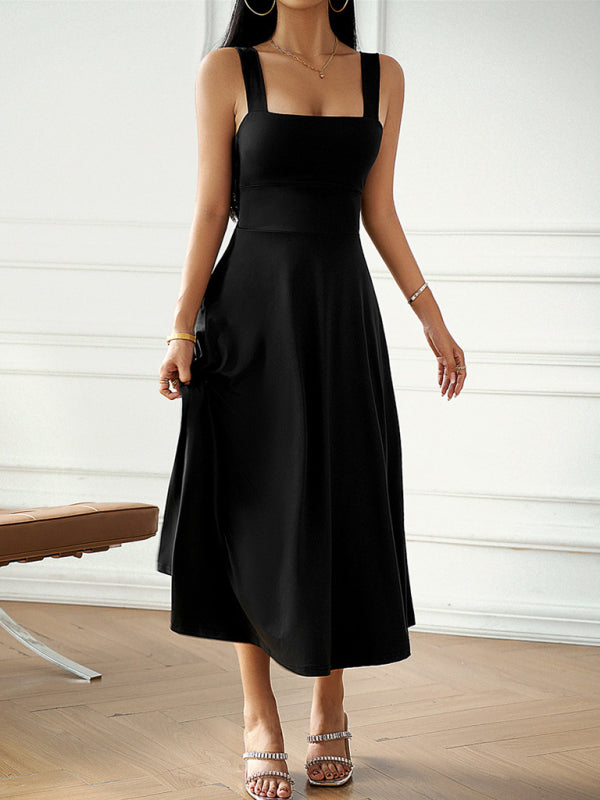 Fashion and elegant solid color spaghetti strap dress kakaclo