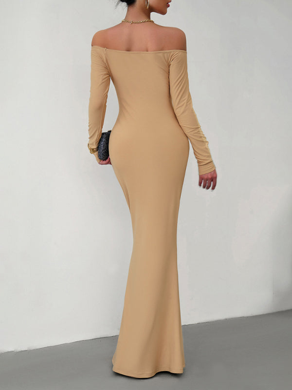 Blue Zone Planet |  Fashion women's new sexy and elegant slim one-shoulder dress kakaclo