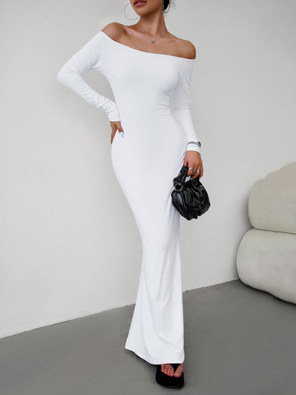 Blue Zone Planet |  Fashion women's new sexy and elegant slim one-shoulder dress kakaclo