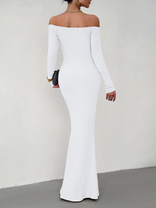 Blue Zone Planet |  Fashion women's new sexy and elegant slim one-shoulder dress kakaclo