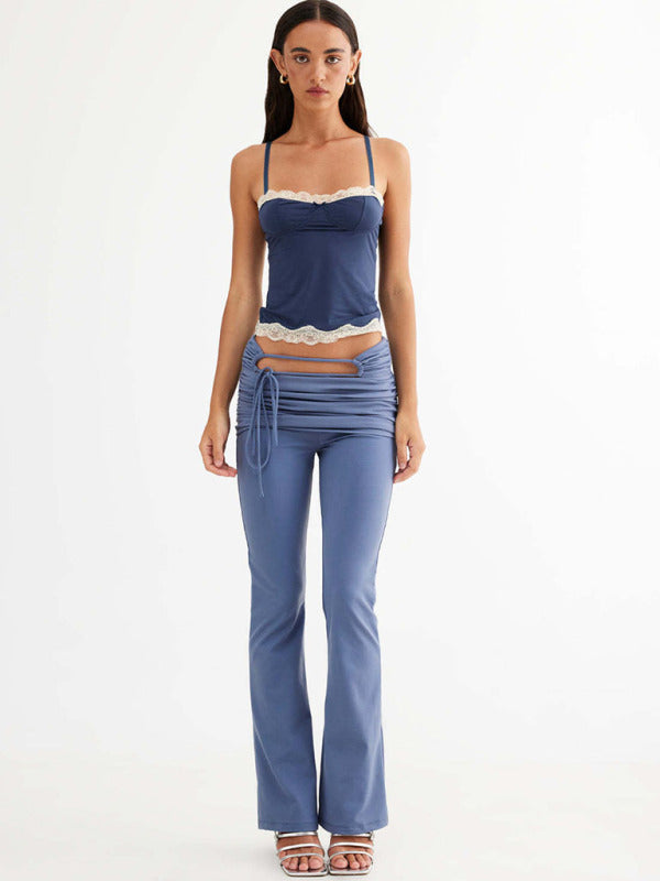 Blue Zone Planet |  Slim fit lace patchwork camisole BLUE ZONE PLANET