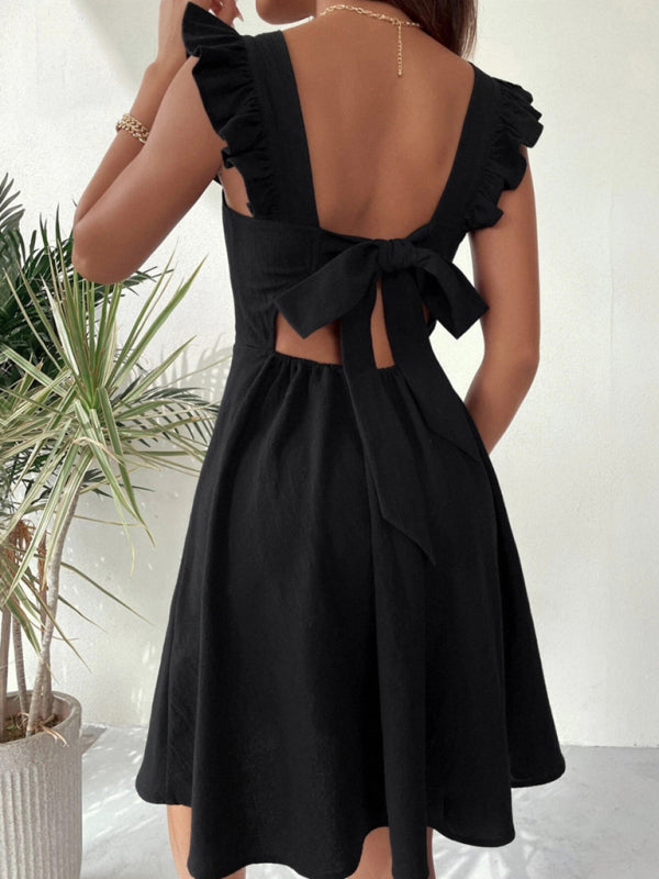 pastoral style spaghetti straps, sweet short skirt, commuting holiday beach dress kakaclo