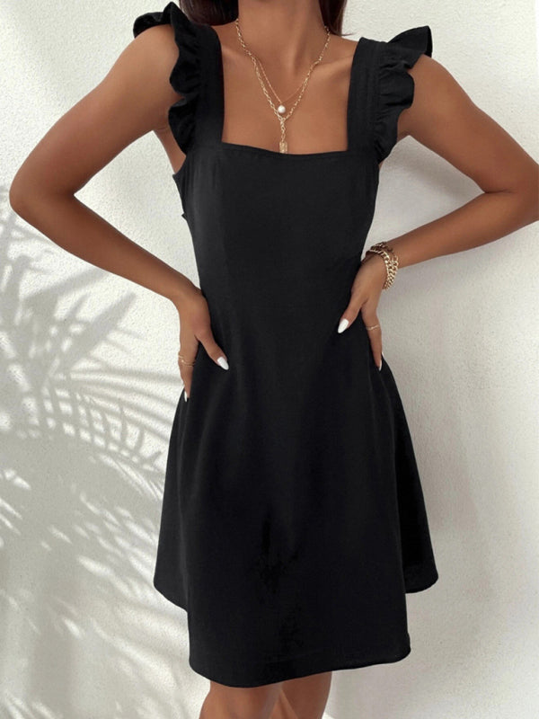 pastoral style spaghetti straps, sweet short skirt, commuting holiday beach dress kakaclo