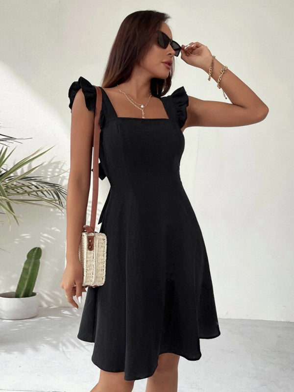 pastoral style spaghetti straps, sweet short skirt, commuting holiday beach dress kakaclo