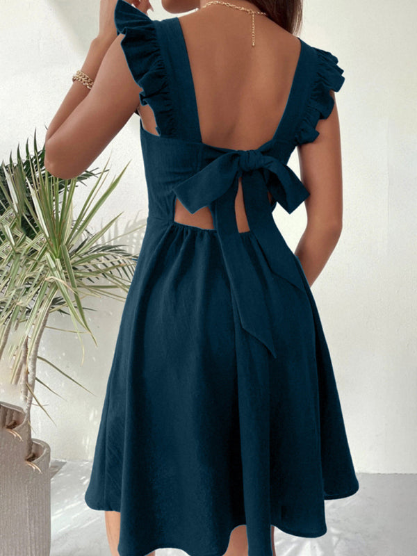 pastoral style spaghetti straps, sweet short skirt, commuting holiday beach dress kakaclo