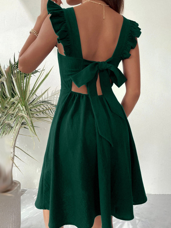 pastoral style spaghetti straps, sweet short skirt, commuting holiday beach dress kakaclo