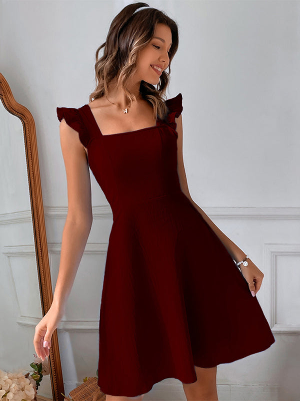 pastoral style spaghetti straps, sweet short skirt, commuting holiday beach dress kakaclo