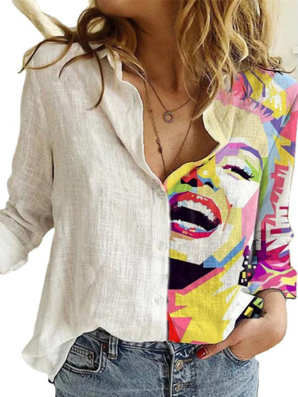 Blue Zone Planet |  printed animal and plant character printed long-sleeved shirt BLUE ZONE PLANET