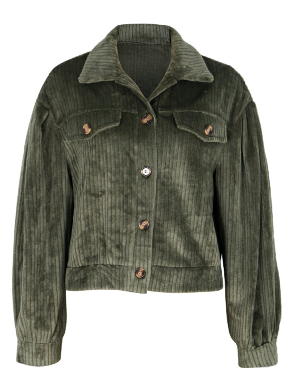 Solid Color Plush Casual Short Jacket kakaclo