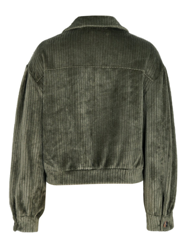 Solid Color Plush Casual Short Jacket kakaclo