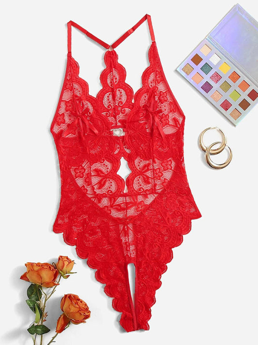 Blue Zone Planet |  lace see-through crotch-free one-piece lingerie BLUE ZONE PLANET