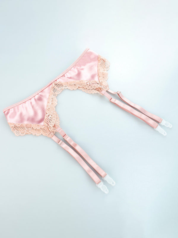 Blue Zone Planet |  New sexy lingerie four-piece set, high-end sexy lingerie set, bra garter belt, thong legs kakaclo