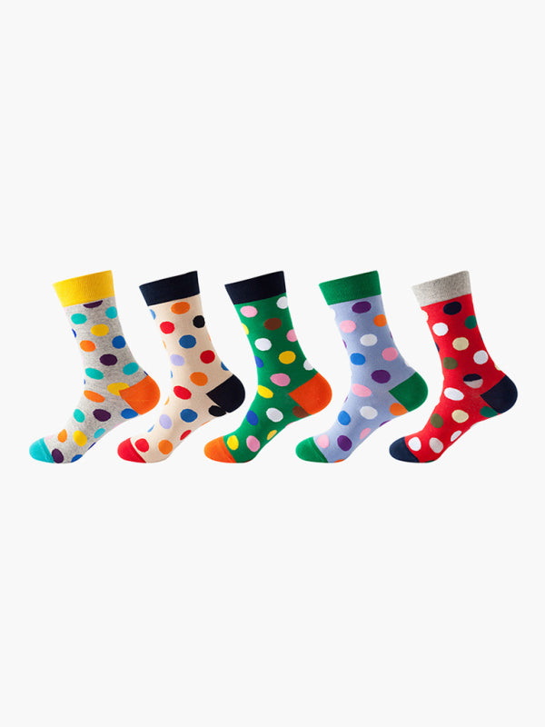 Blue Zone Planet |  New basketball Christmas fun pattern mid-calf socks (a variety of colors to choose from) 5 pairs kakaclo