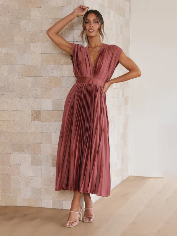 pleated loose zipper sleeveless dress BLUE ZONE PLANET