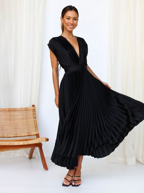 pleated loose zipper sleeveless dress BLUE ZONE PLANET