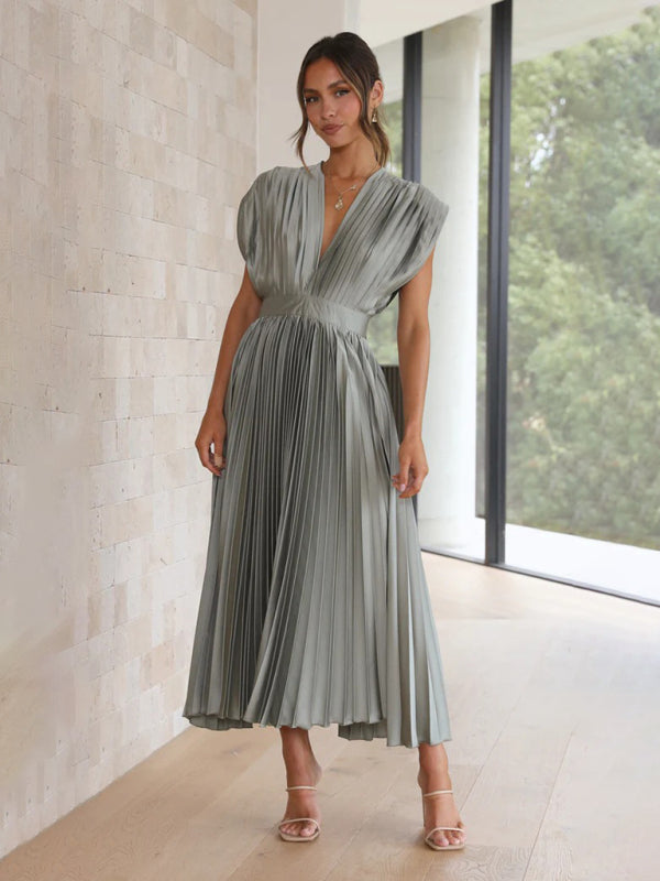 pleated loose zipper sleeveless dress BLUE ZONE PLANET