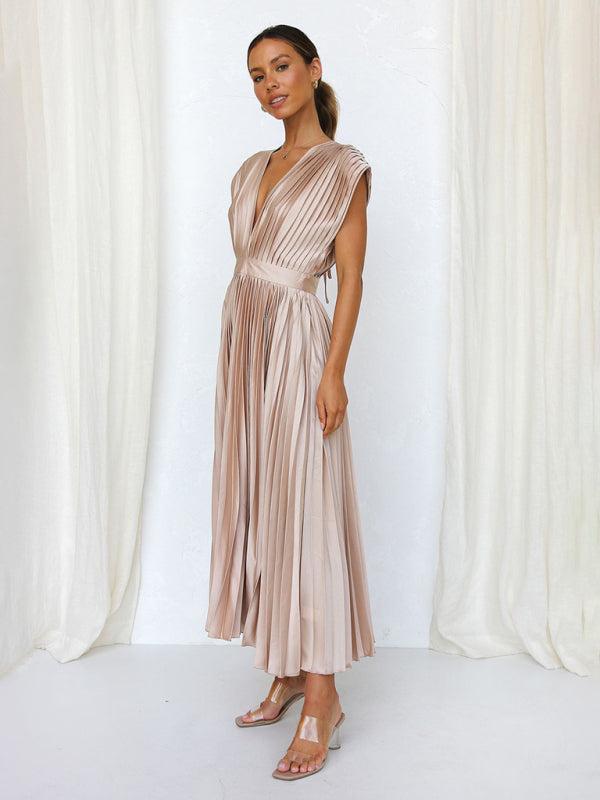 pleated loose zipper sleeveless dress BLUE ZONE PLANET