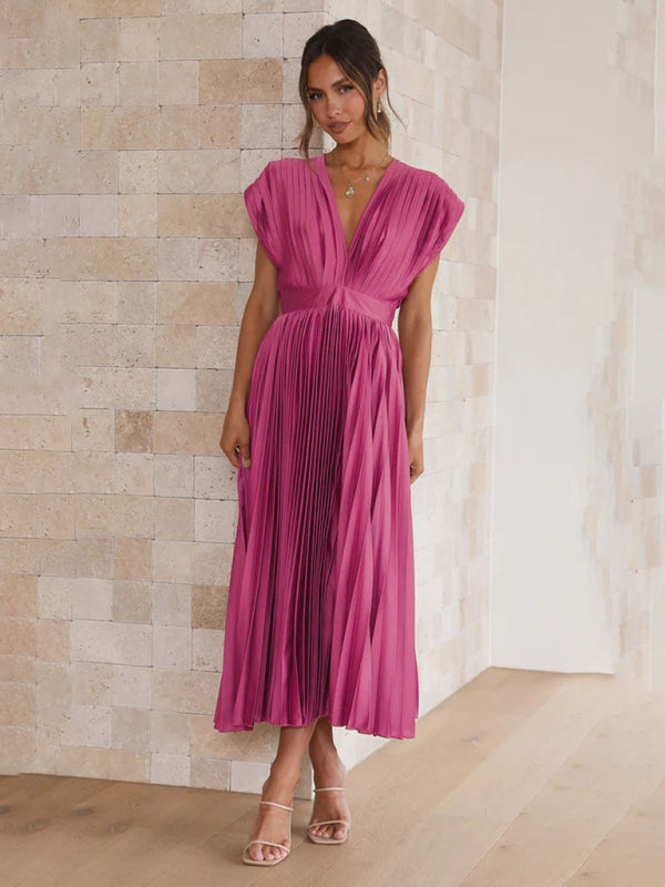 pleated loose zipper sleeveless dress BLUE ZONE PLANET