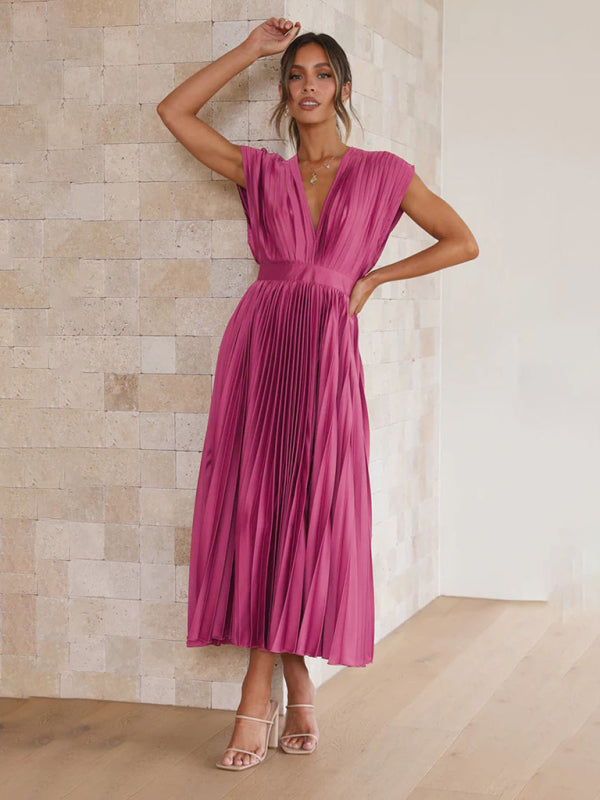 pleated loose zipper sleeveless dress BLUE ZONE PLANET