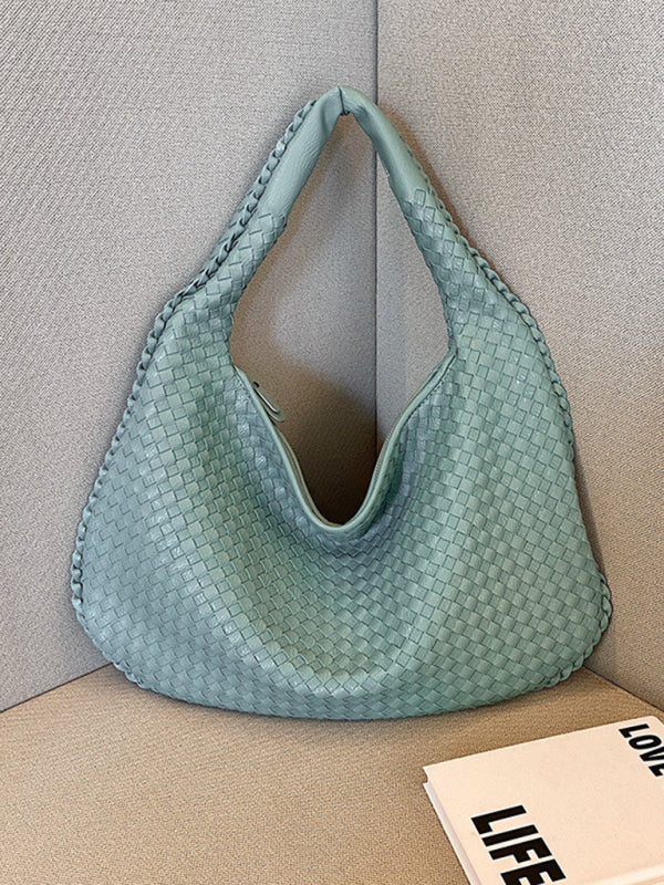 French high-end woven bag, versatile shoulder armpit bag, niche texture portable commuter bag-TOPS / DRESSES-[Adult]-[Female]-Acid blue-FREESIZE-2022 Online Blue Zone Planet