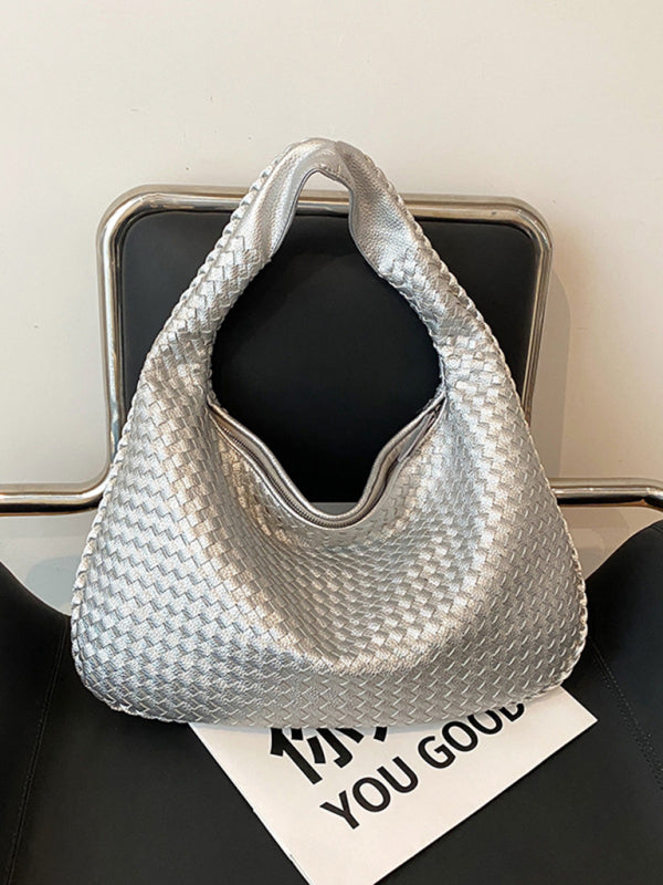 French high-end woven bag, versatile shoulder armpit bag, niche texture portable commuter bag-TOPS / DRESSES-[Adult]-[Female]-Silver grey-FREESIZE-2022 Online Blue Zone Planet